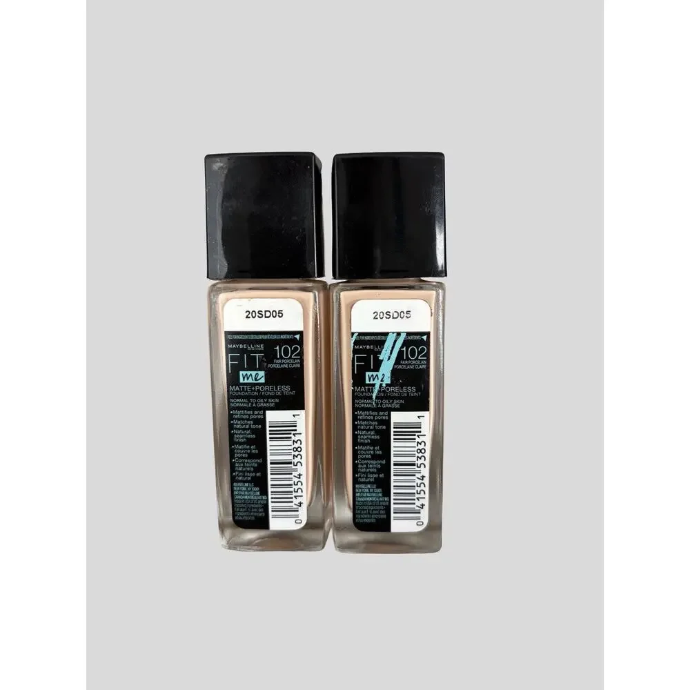 Maybelline Fit Me Matte + Poreless Foundation 102 Fair Porcelain 2 Pack 1oz Each